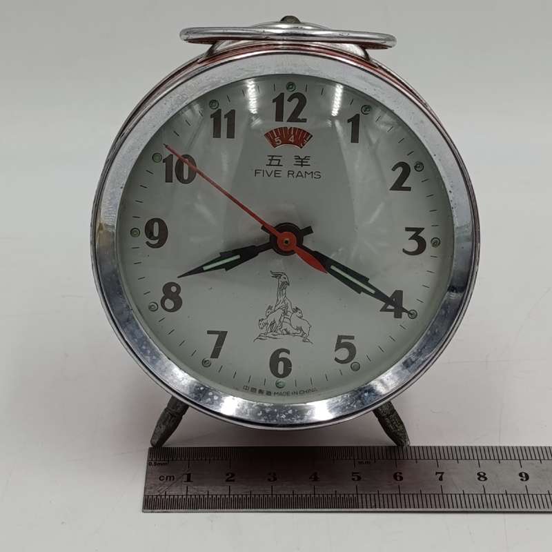 Vintage Five Rams mechanical bedside alarm clock - runs and stops