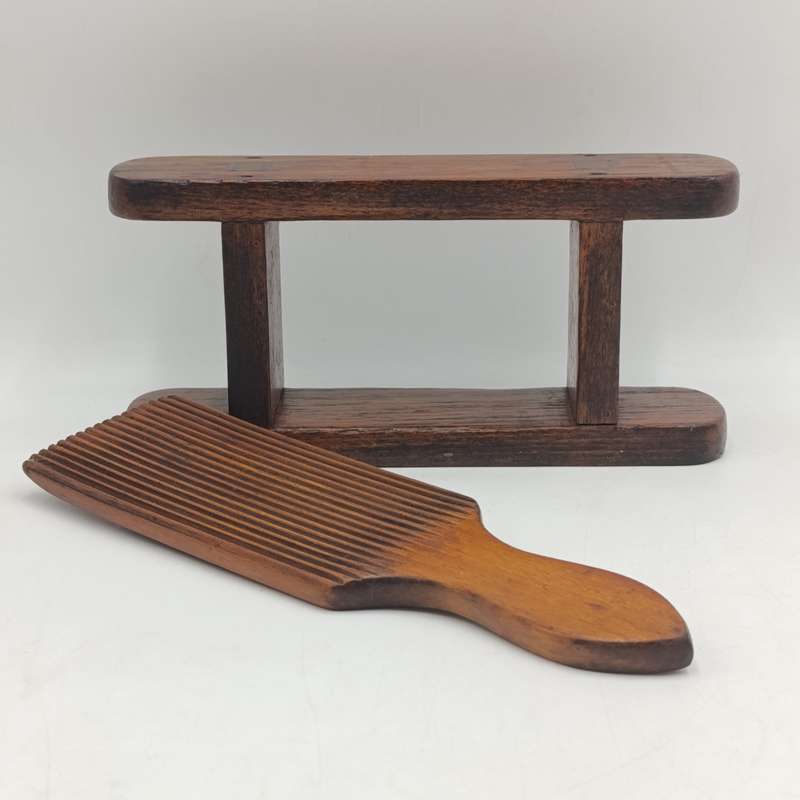 Antique wooden butter mould with spatula