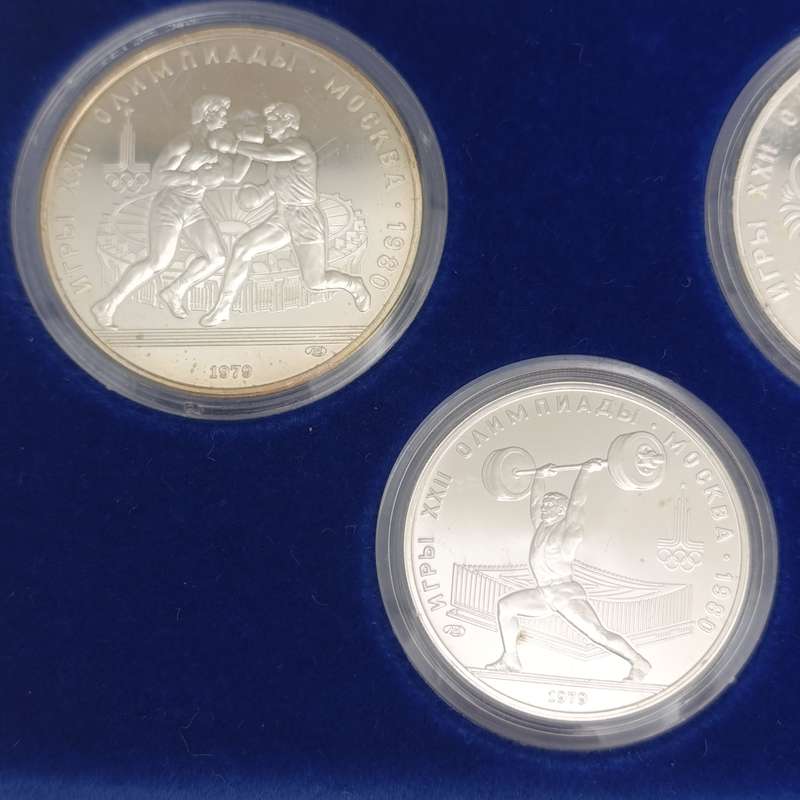 1980 Moscow olympics set of 5 silver coins in box