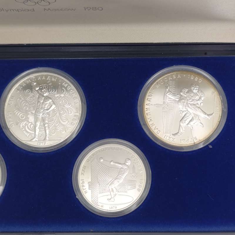 1980 Moscow olympics set of 5 silver coins in box