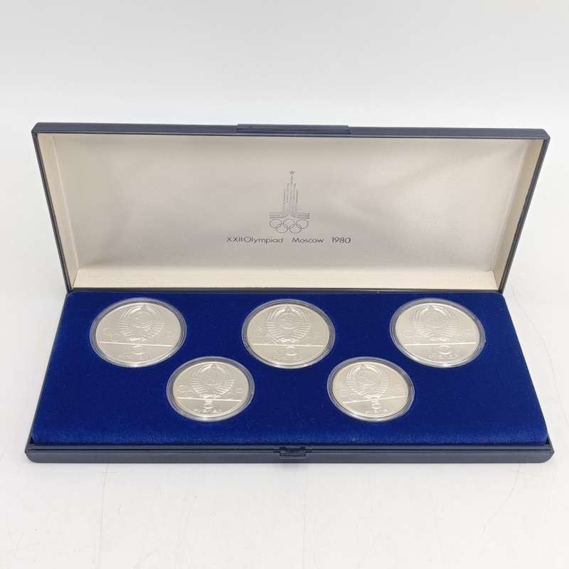 1980 Moscow olympics set of 5 silver coins in box