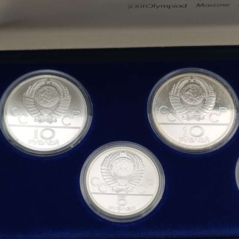 1980 Moscow olympics set of 5 silver coins in box