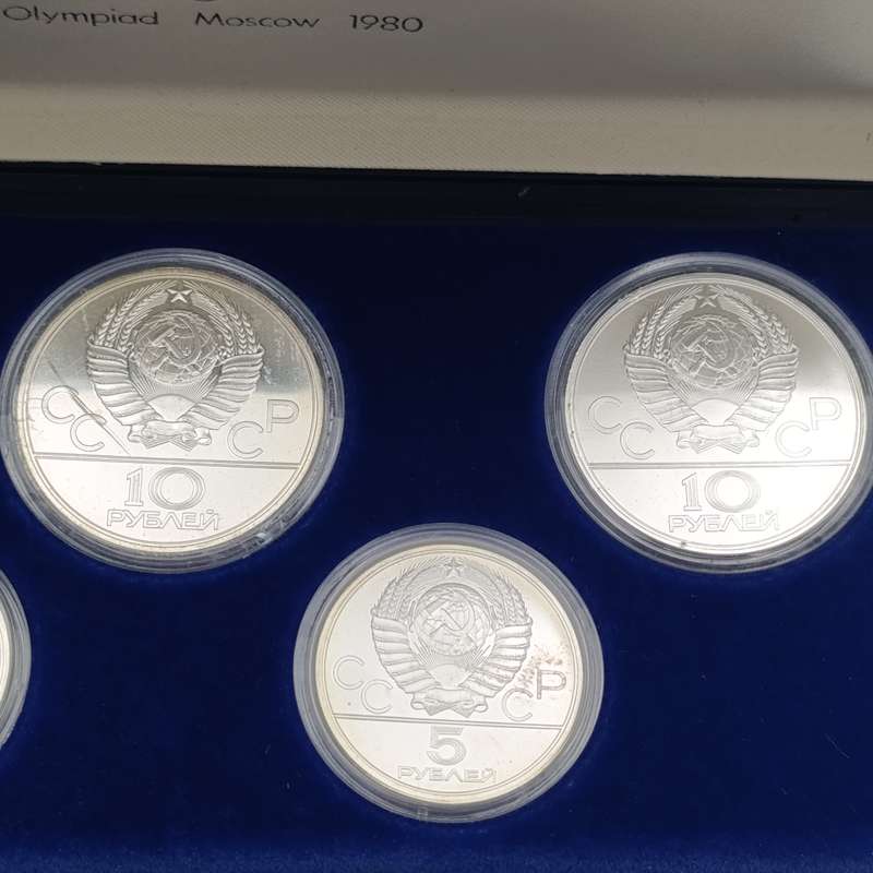 1980 Moscow olympics set of 5 silver coins in box