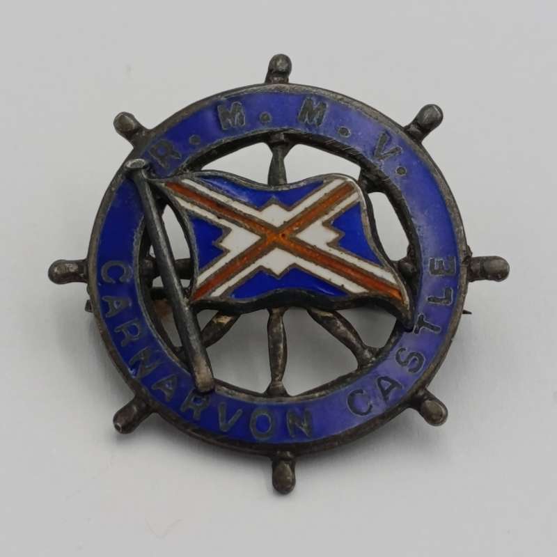 Vintage Sterling silver RMMV Carnarvon Castle pin badge