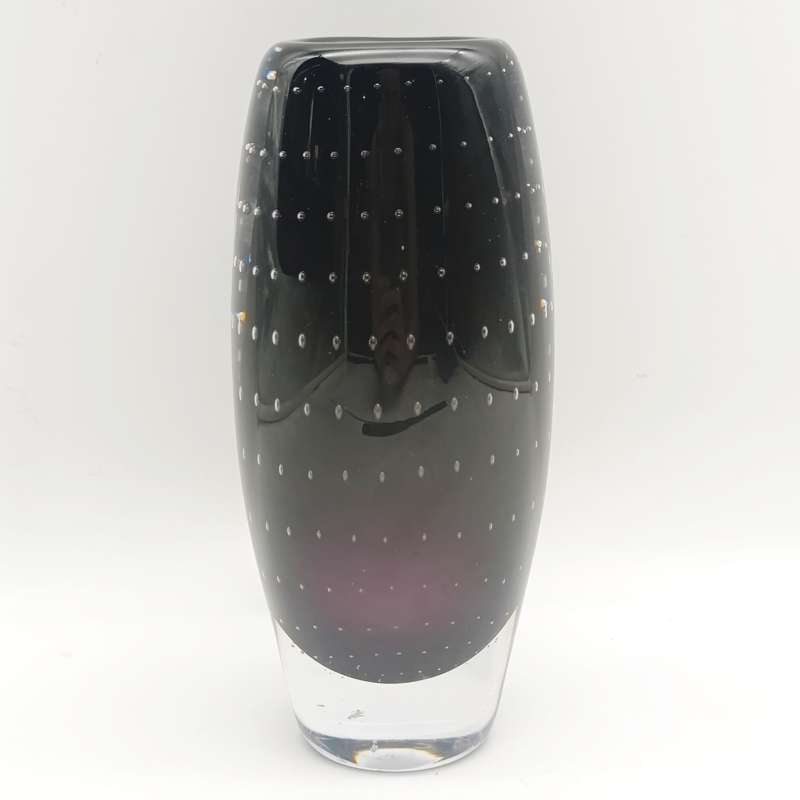 Vintage deep-purple Murano glass flower vase - chips on side