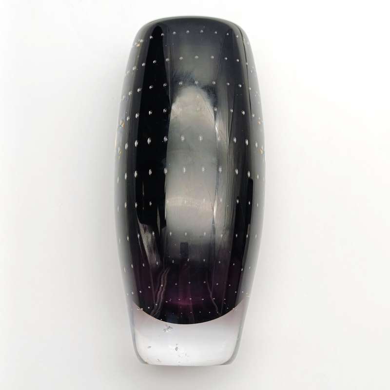 Vintage deep-purple Murano glass flower vase - chips on side