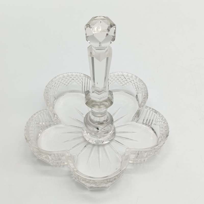 Antique crystal stick bon-bon dish - very small chips  on - sharp edges