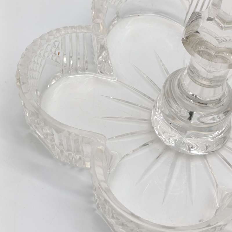 Antique crystal stick bon-bon dish - very small chips  on - sharp edges