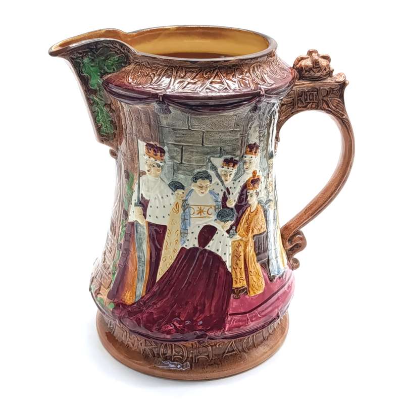 Burleighware porcelain jug commemorating the coronation of Queen Elizabeth II 1953