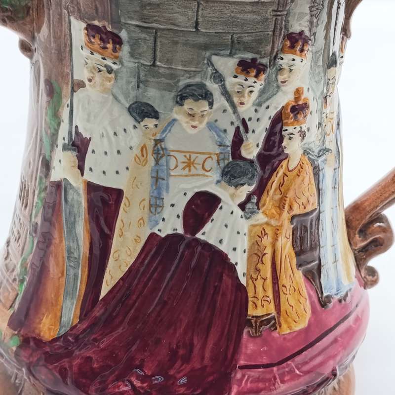 Burleighware porcelain jug commemorating the coronation of Queen Elizabeth II 1953