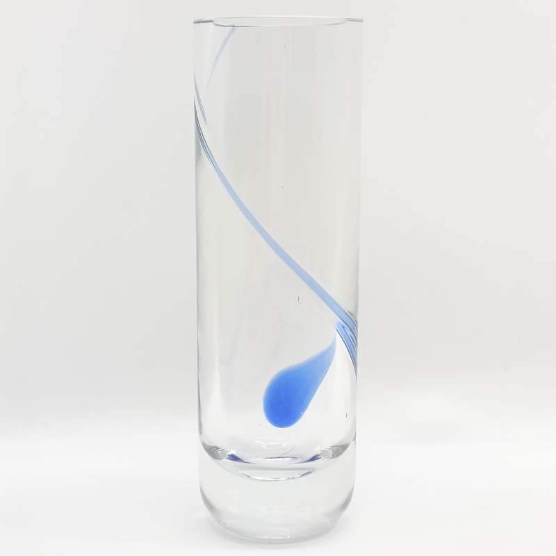 Vintage glass vase with cobalt blue swirl