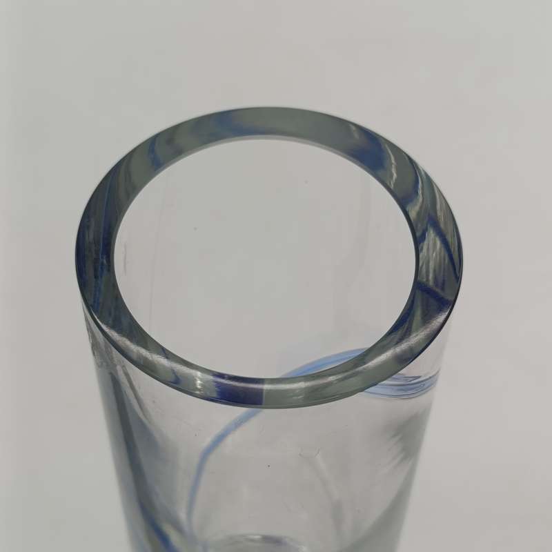 Vintage glass vase with cobalt blue swirl
