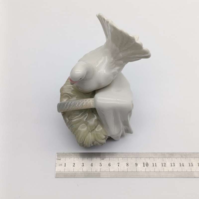 Vintage Porceval  Valencia dove in basket porcelain figurine