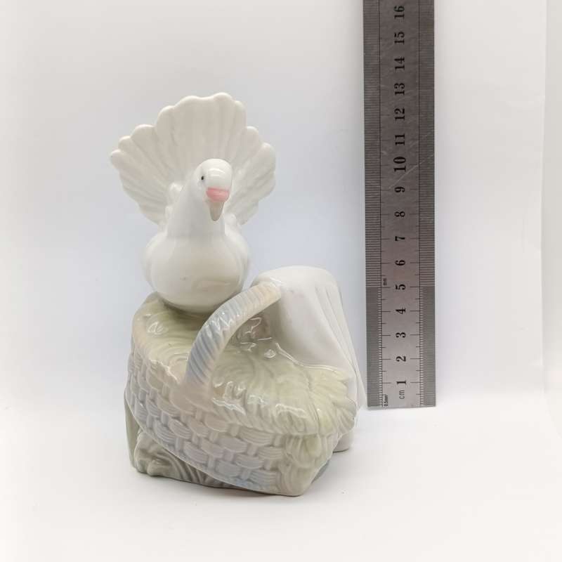 Vintage Porceval  Valencia dove in basket porcelain figurine