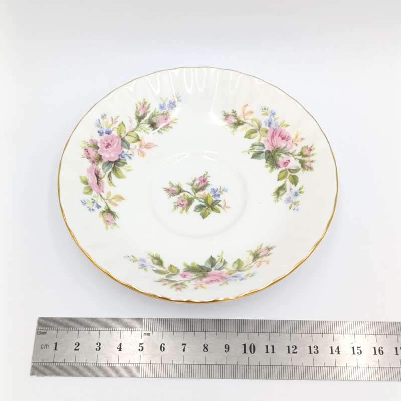 Vintage Royal Albert Moss Rose porcelain trio