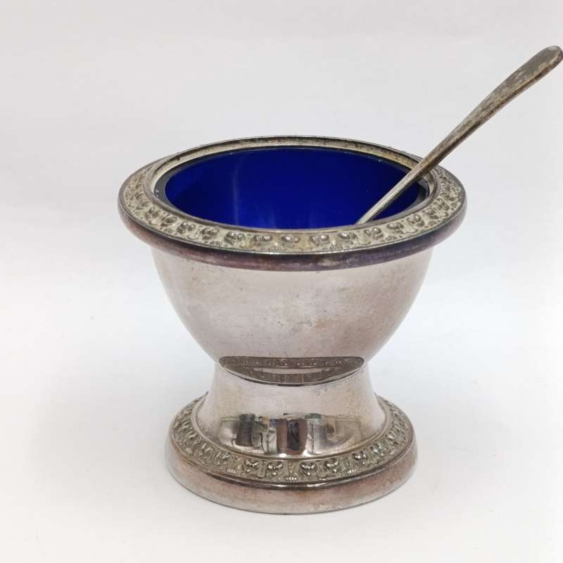 Vintage Silver-plated Mustard pot with spoon