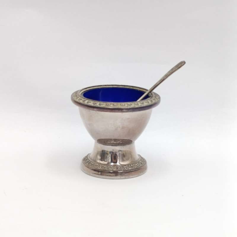 Vintage Silver-plated Mustard pot with spoon