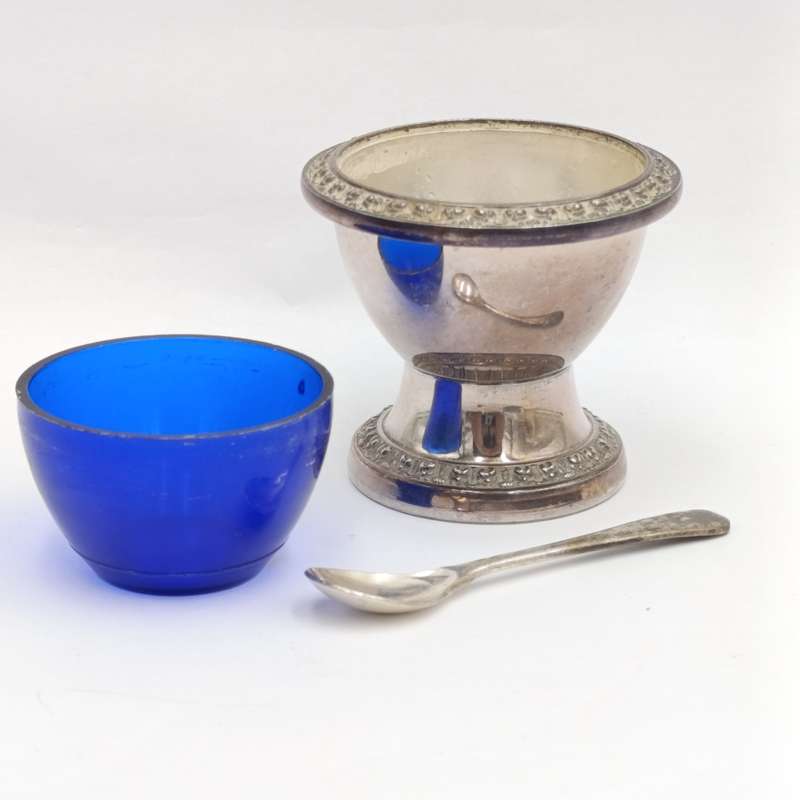 Vintage Silver-plated Mustard pot with spoon