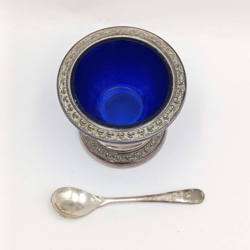 Vintage Silver-plated Mustard pot with spoon
