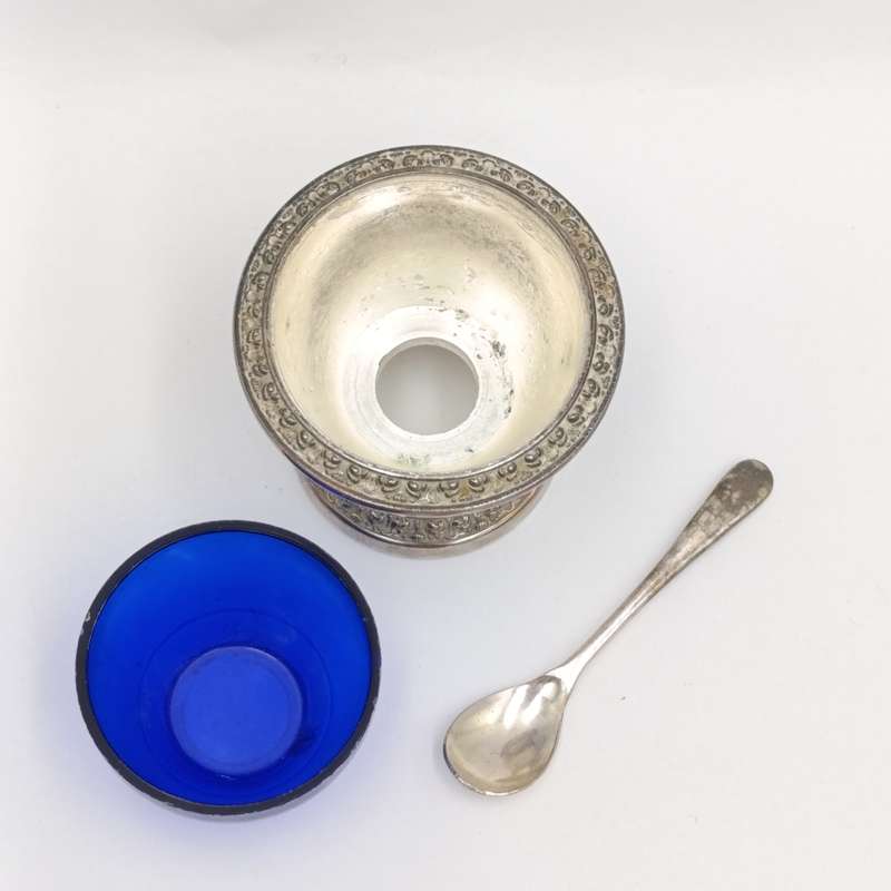 Vintage Silver-plated Mustard pot with spoon