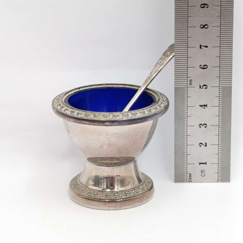 Vintage Silver-plated Mustard pot with spoon