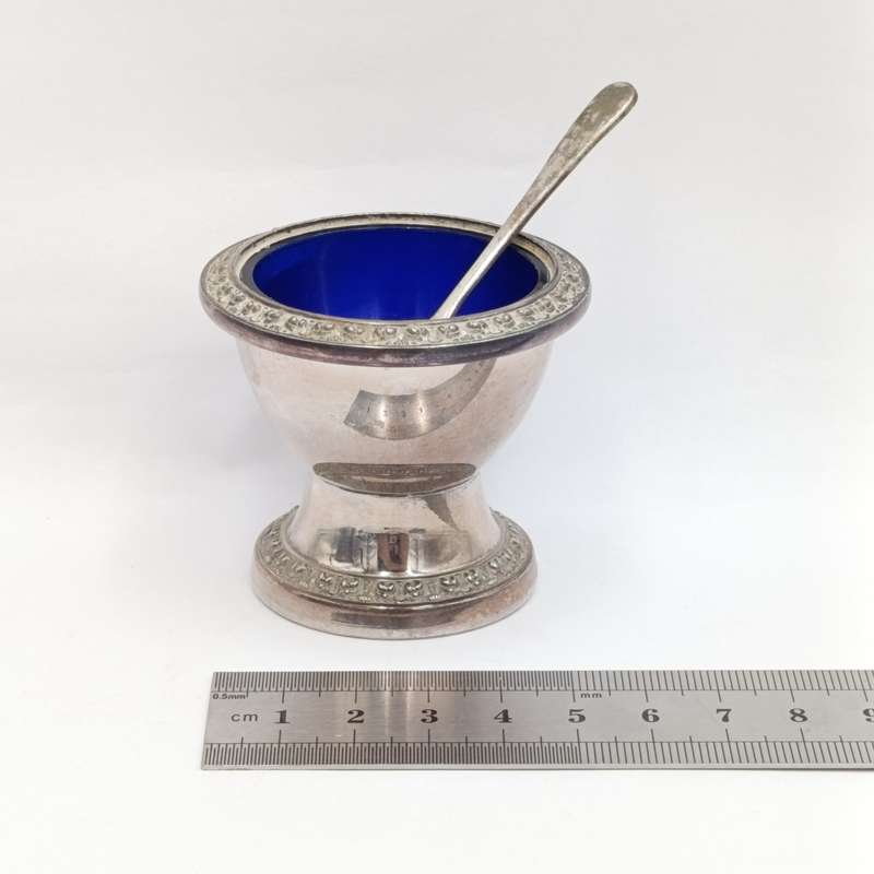 Vintage Silver-plated Mustard pot with spoon
