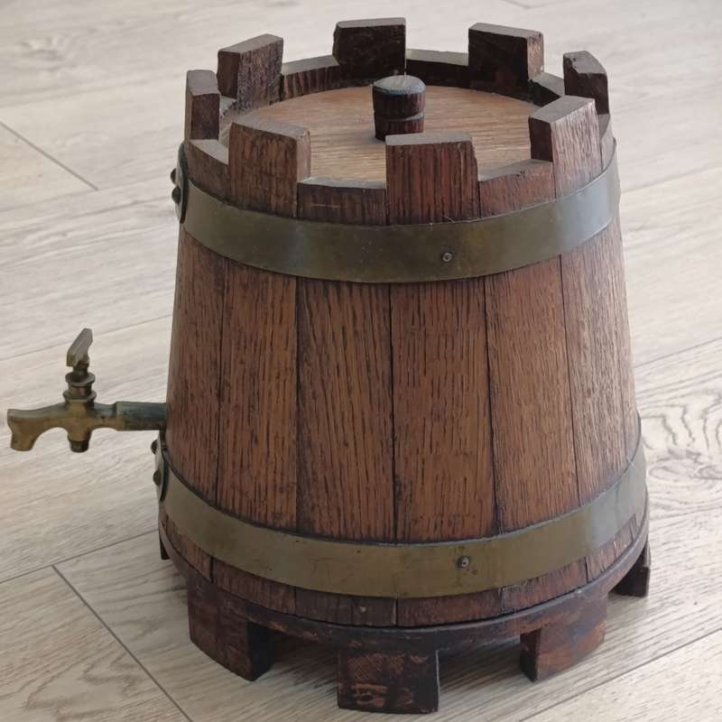 Vintage Castle shaped wooden wine barrel