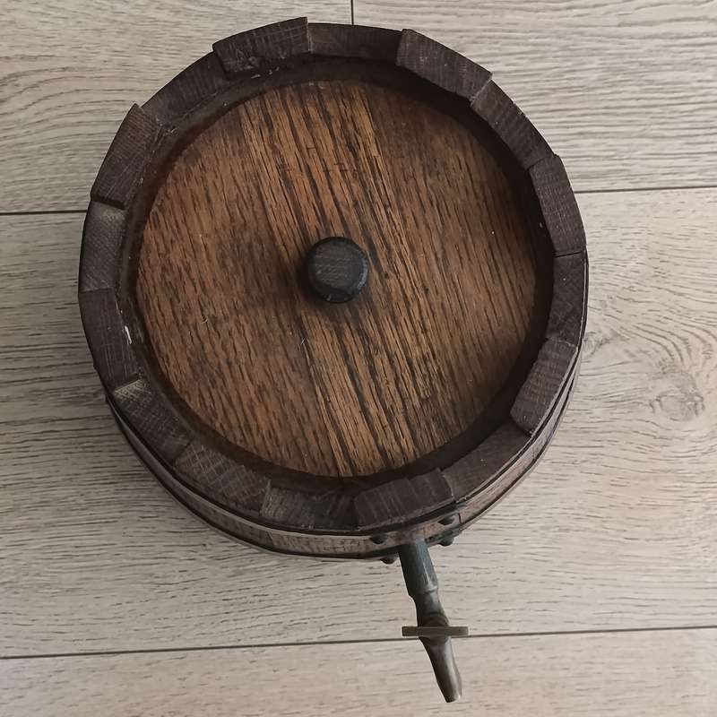Vintage Castle shaped wooden wine barrel