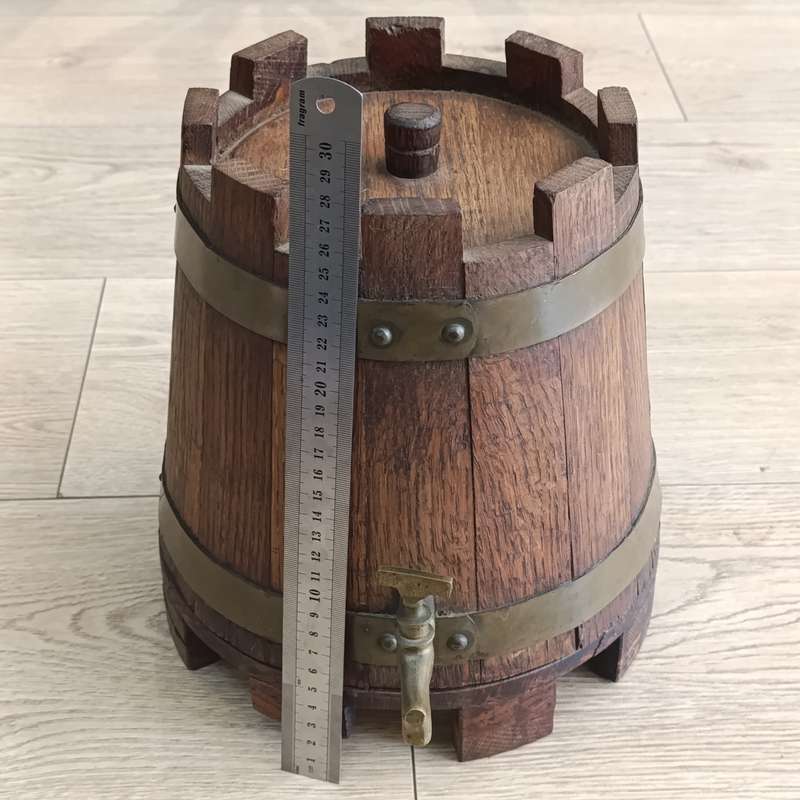 Vintage Castle shaped wooden wine barrel