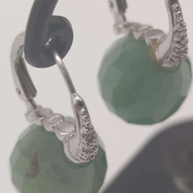 Pair of vintage sterling silver and jade earrings