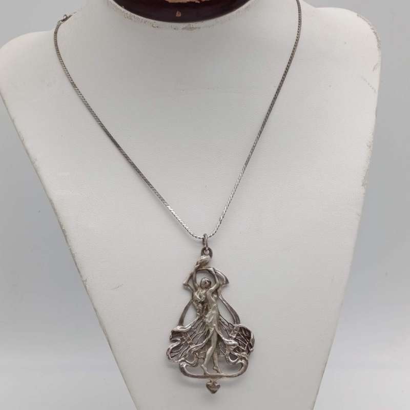 Vintage Sterling silver necklace with dancing princess pendant