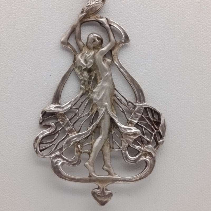 Vintage Sterling silver necklace with dancing princess pendant