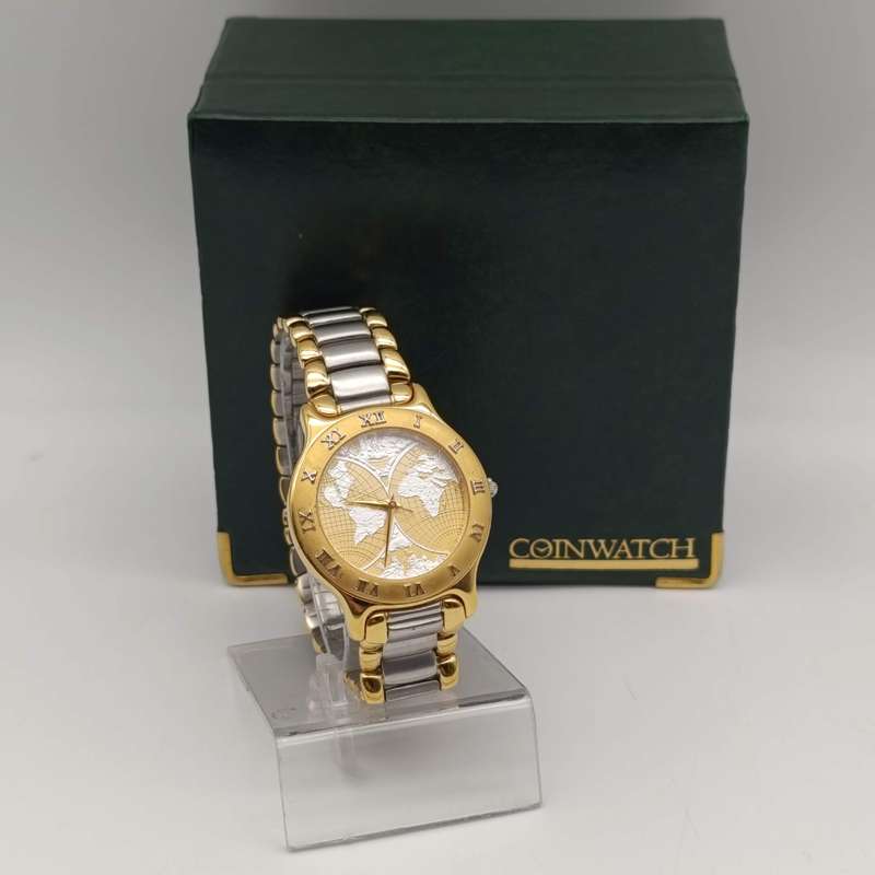 Coinwatch SA Mint Globe dial mens watch - working - in box with papers
