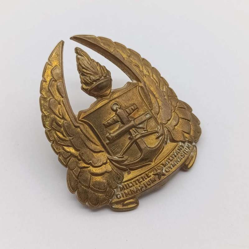 Pair of SA Military Gymnasium collar badges and cap badge