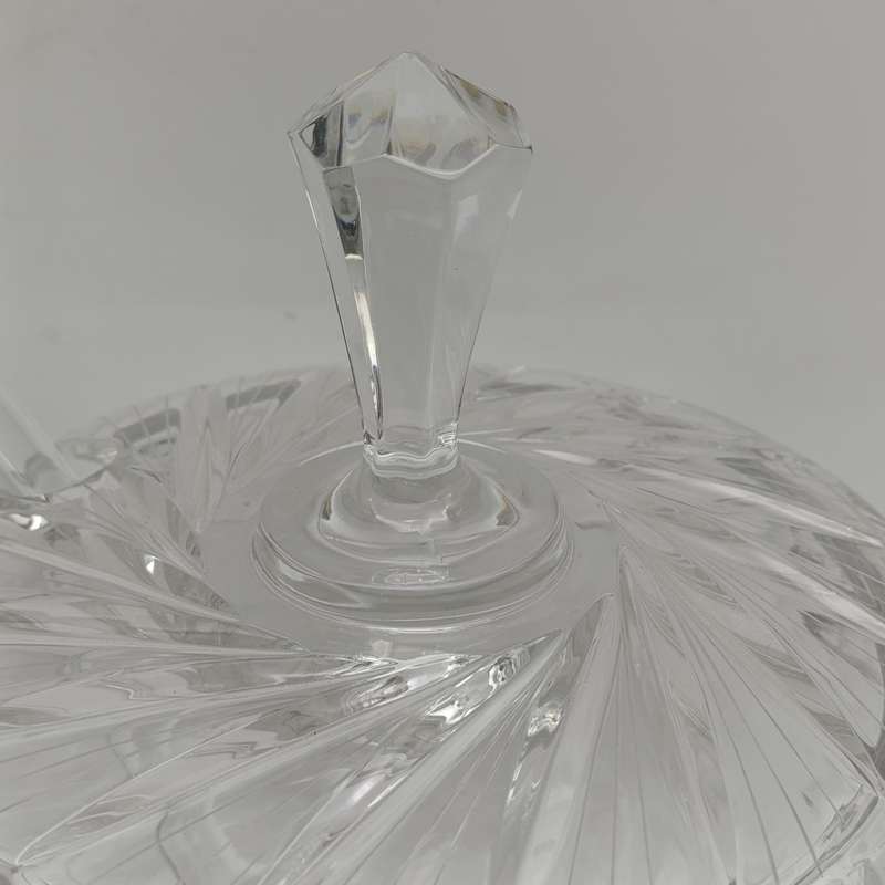 Vintage Lead crystal punch bowl with glass ladle and 10 cups