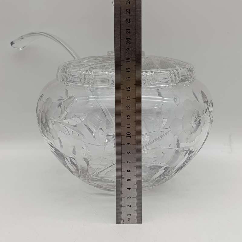 Vintage Lead crystal punch bowl with glass ladle and 10 cups