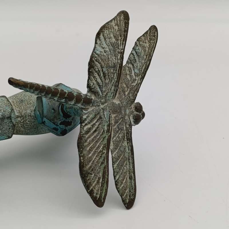Pair of Antique style copper garden taps with dragonfly handles
