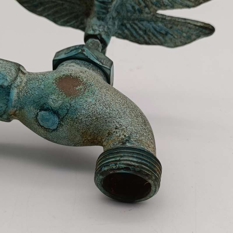 Pair of Antique style copper garden taps with dragonfly handles