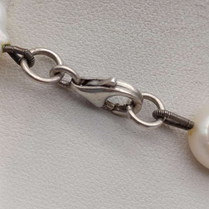 Vintage Pearl and silver necklace with turqoise and amethyst