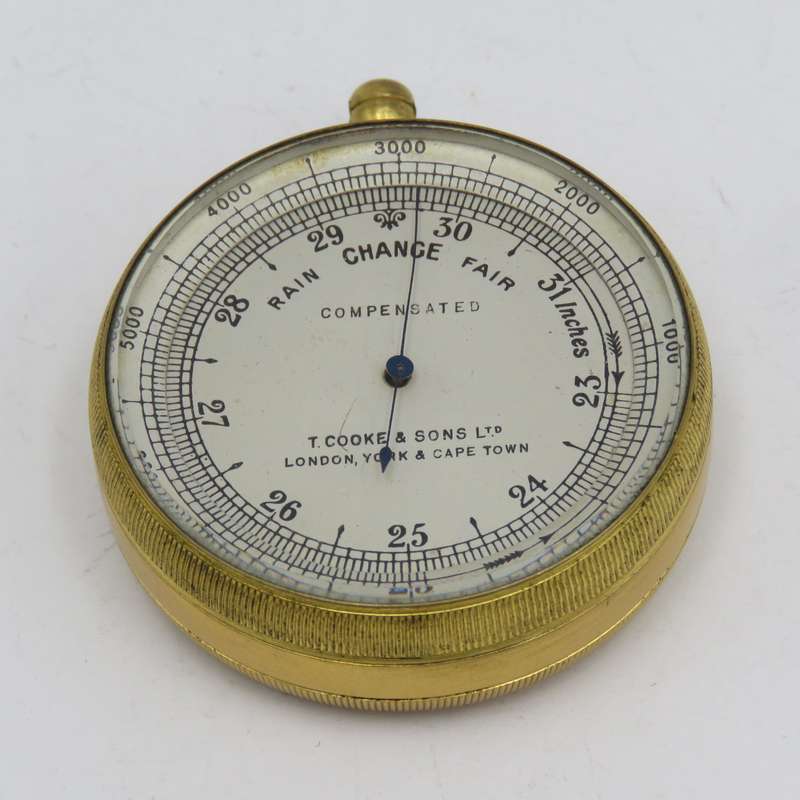 Antique T. Cooke and Sons pocket barometer in original case