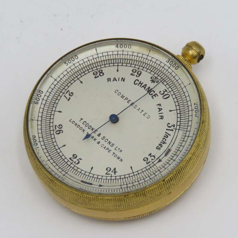 Antique T. Cooke and Sons pocket barometer in original case