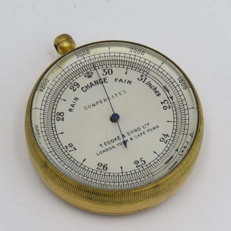 Antique T. Cooke and Sons pocket barometer in original case