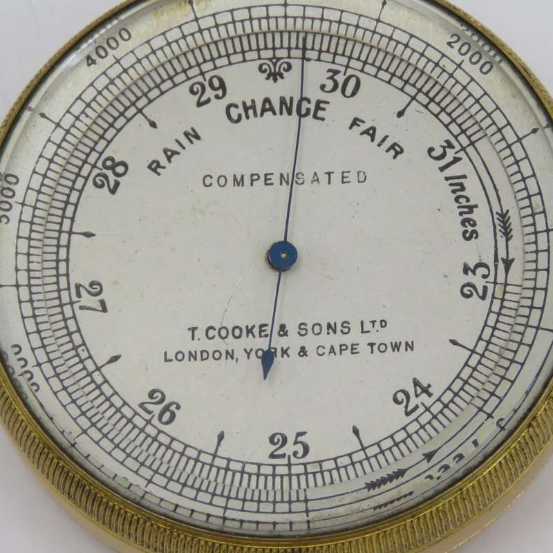 Antique T. Cooke and Sons pocket barometer in original case