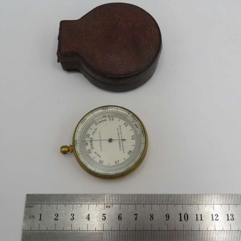 Antique T. Cooke and Sons pocket barometer in original case