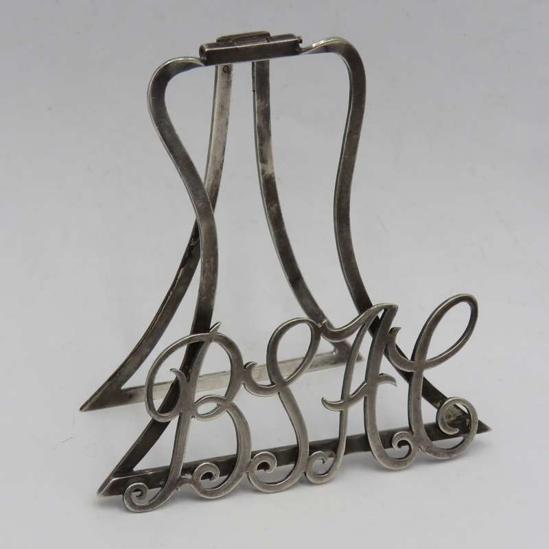 Antique British South African Company Cypher silverplated photo stand - very rare and unusual