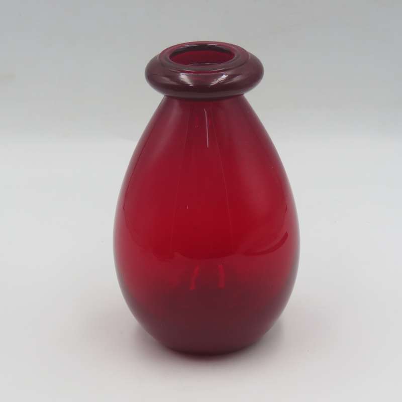 Vintage Ruby Red Bottle with clear glass lid - Chipped