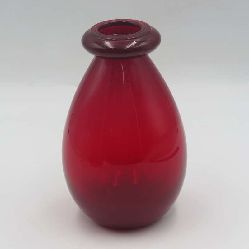 Vintage Ruby Red Bottle with clear glass lid - Chipped