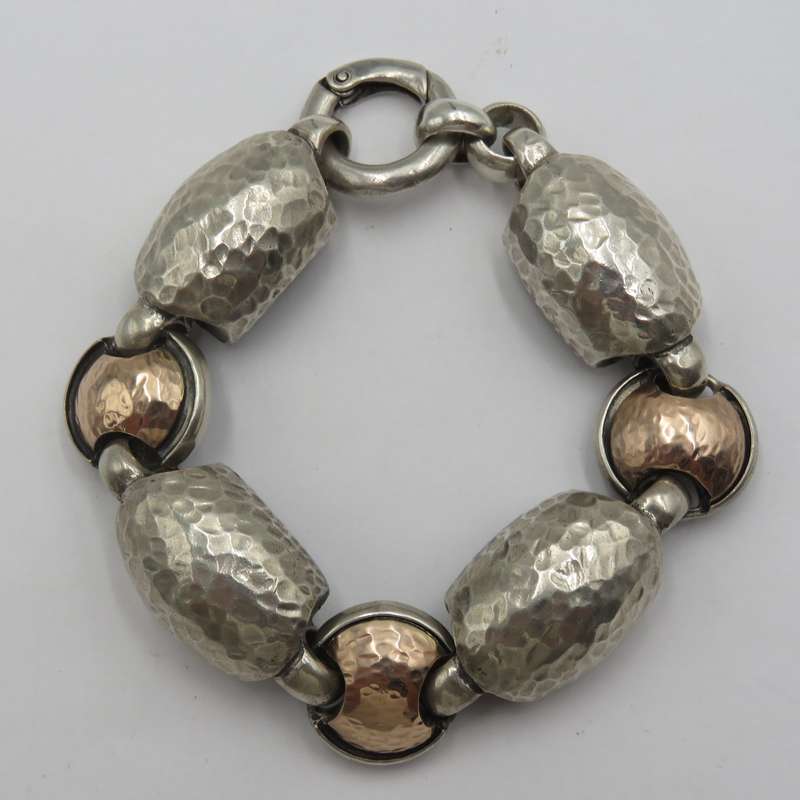 Vintage sterling silver with Rose gold inserts bracelets - weighs 80,6 grams