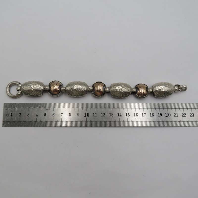 Vintage sterling silver with Rose gold inserts bracelets - weighs 80,6 grams