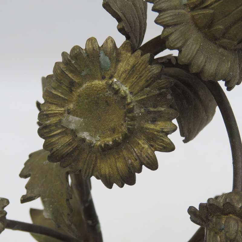 Vintage brass flower bouquet candle holder